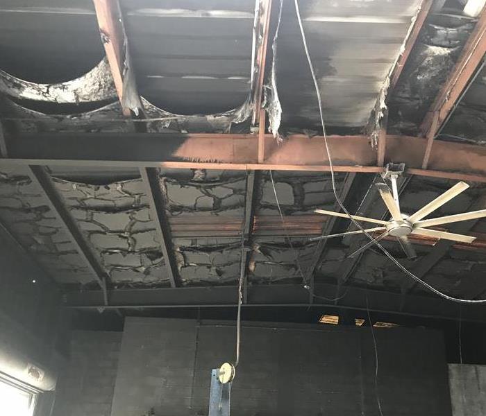 Fire and soot damage in a building
